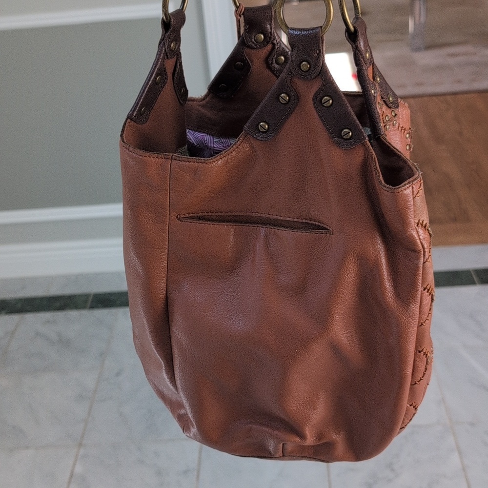 The Sak Brown Studded Leather Shoulder Bag - Picture 2 of 13